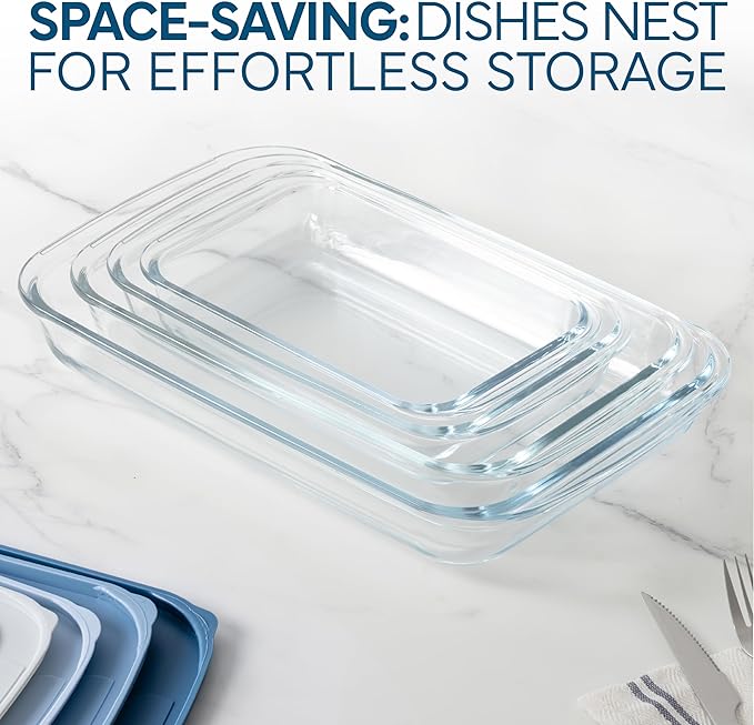 COOK WITH COLOR 8-Piece Deep Glass Baking Dish Set with Plastic Lids – - Image 4