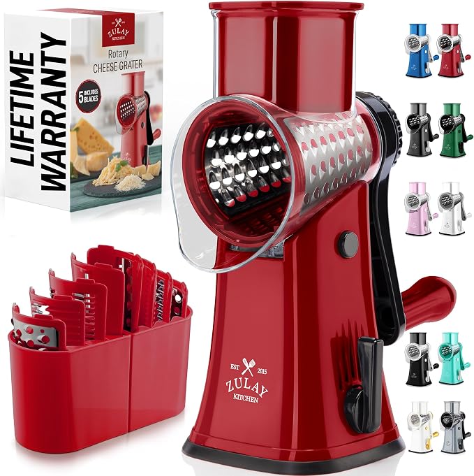 Zulay Kitchen Rotary Cheese Grater 5 Blade Cheese Shredder by ZulayKitchen