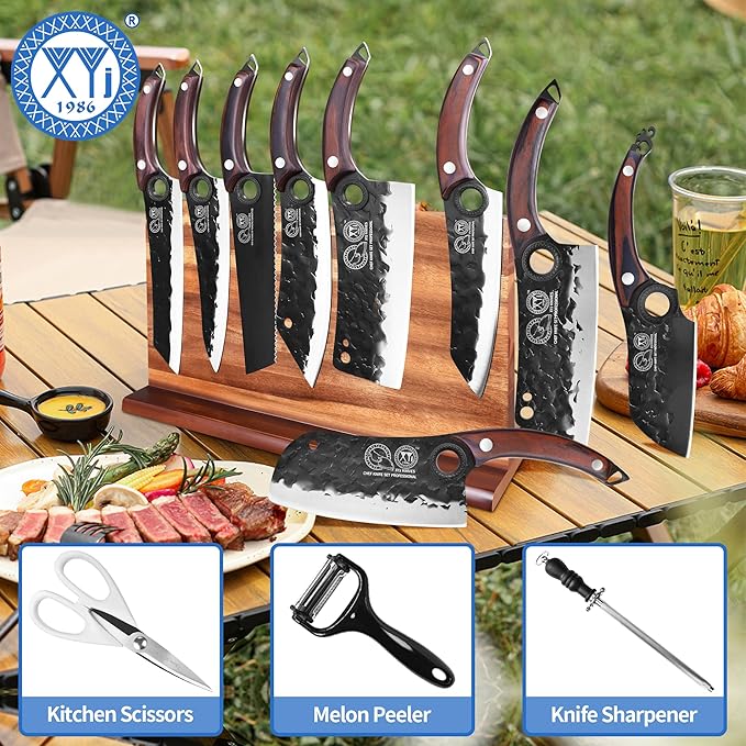 XYJ Authentic Since 1986, Knife Block Set, High Carbon Steel Forged Blades - Image 6
