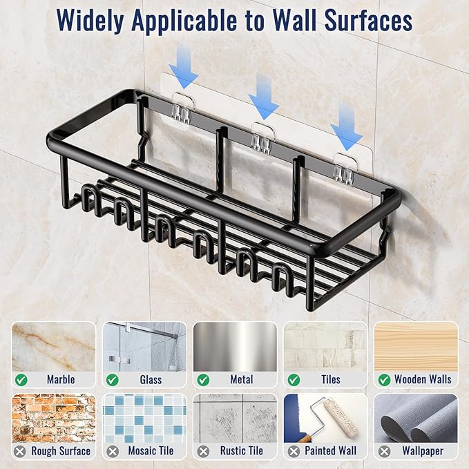 8 Pack Adhesive Rustproof Shower Shelves - Image 7