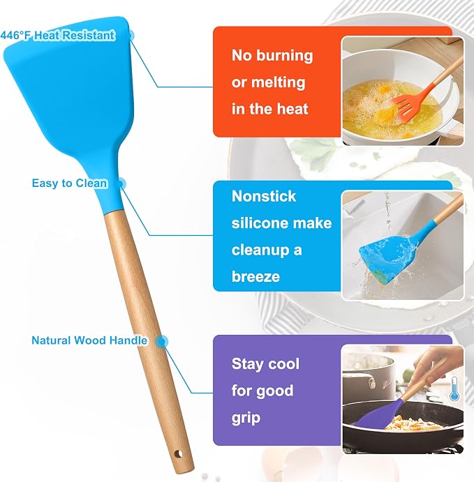 E-far Silicone Cooking Utensils Set, 10-Piece Kitchen Utensils Set - Image 3