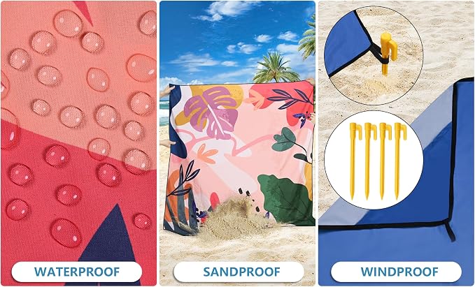 HIHOHO Beach Blanket Waterproof Sandproof Extra Large Beach Mat 79" X - Image 3