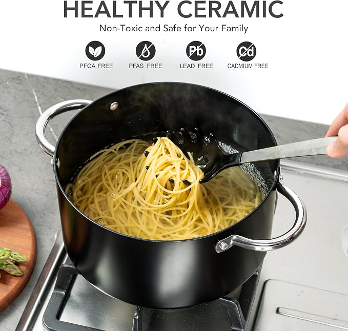 MICHELANGELO Stock Pot with Lid, Nonstick Cooking Pot, 6 Quart Soup Pot with Lid - Image 4