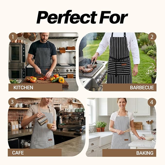 2Pack Adjustable Kitchen Apron for Women Men - Image 7