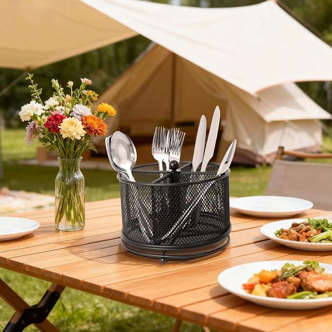 2 Pack 360° Rotating Metal Utensil Caddy - Image 4