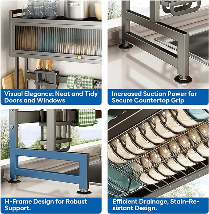Hdrriozu Over the Sink Dish Drainer Drying Rack 3 Tier Over Sink Dish rack - Image 4
