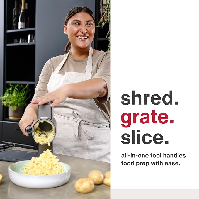 Zyliss Rotary Cheese Grater, 3 Steel Drum Blades, Fruit Grater - Image 5