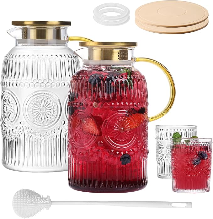 2 Pack Vintage Glass Pitchers by Moretoes
