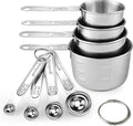 Measuring Cups and Spoons Set, Stainless Steel Measuring，4 Spoons, 4 Cups by JIEJIE