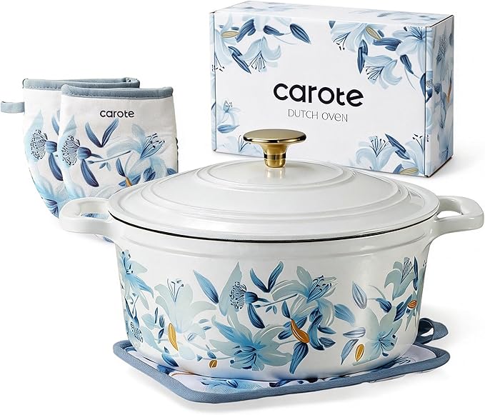 CAROTE 5 QT Cast Iron Dutch Oven Pot by CAROTE