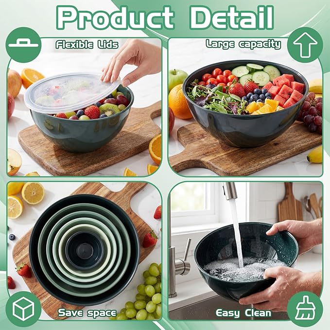 LemonRoad 6 Pcs Plastic Mixing Bowl Set - Image 4
