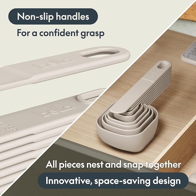 bella 9-Piece Nested Measuring Cups & Spoons Set, 4 Cups, 4 spoons, 1 Leveler - Image 4