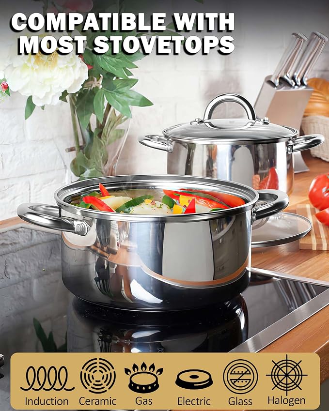 Cook N Home 3-Quart Stainless Steel Pot, Small Stock Pot - Image 3