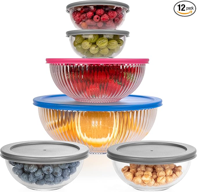 Set of 6 Stackable Space-Saving Nesting Glass Bowls by Dokaworld