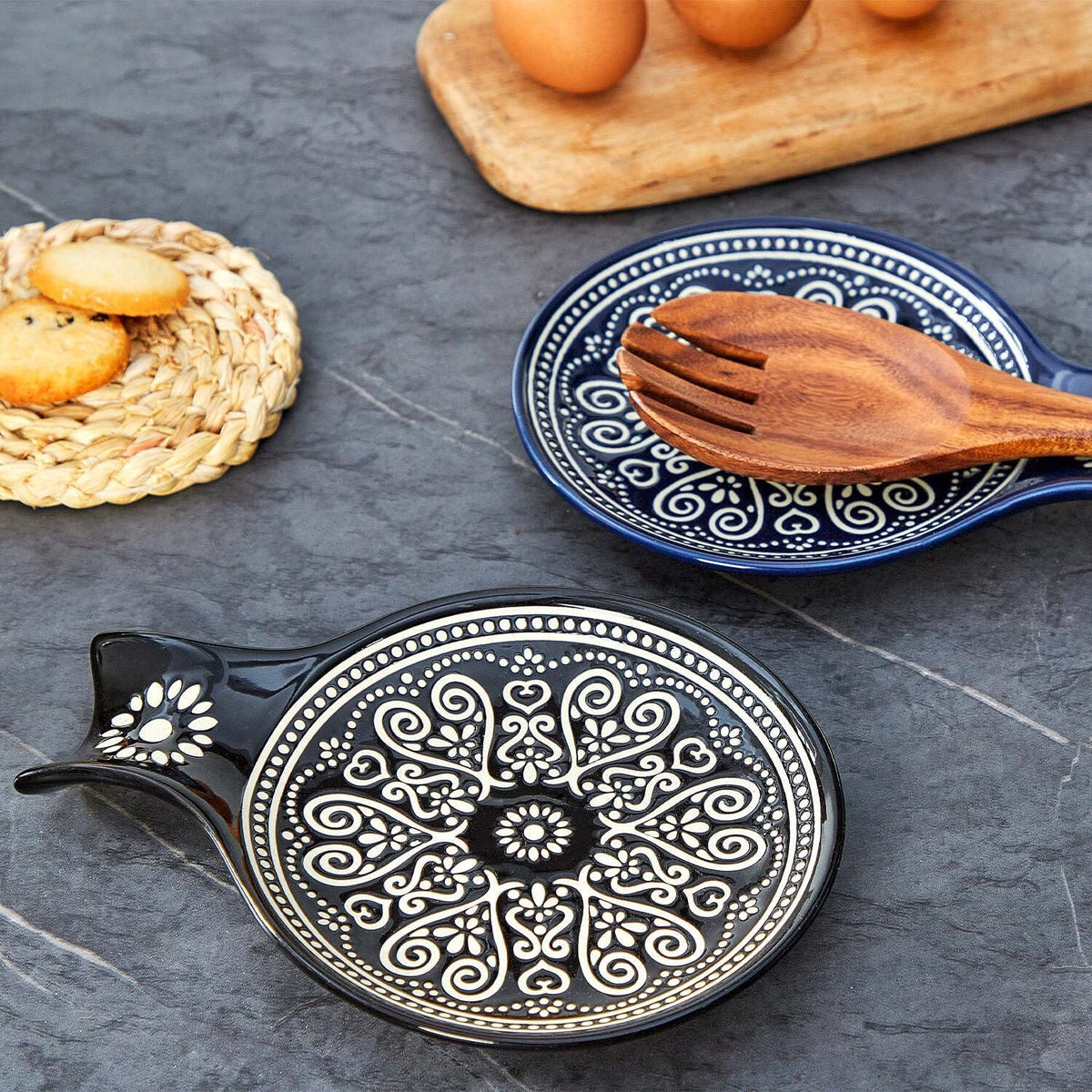Ceramic Spoon Rest, Cooking Spoon Holder for Kitchen Counter/Stove