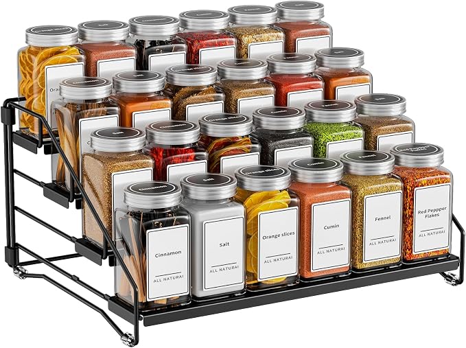 BOIVSHI 4 Tier Spice Rack for Cabinet, Spice Rack Organizer, Depth Adjustable - Image 9