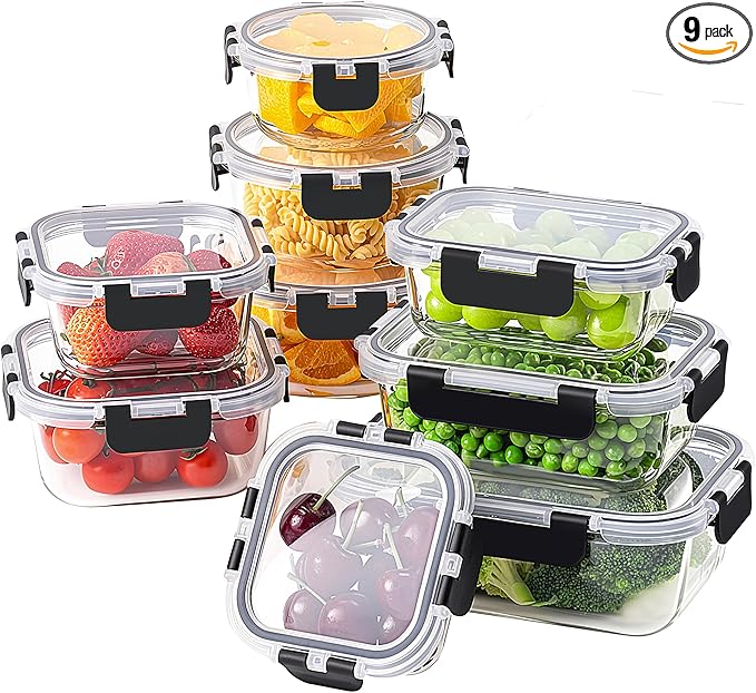 HOMBERKING 18 Piece Glass Food Storage Containers by HOMBERKING