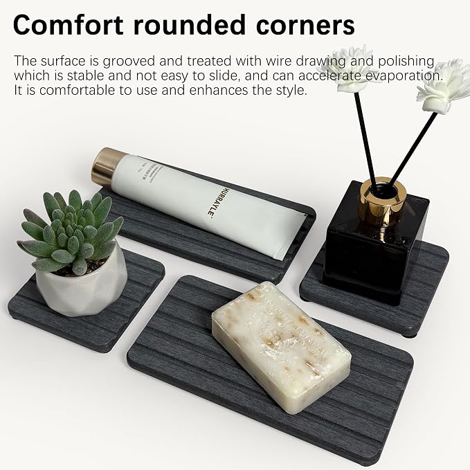 Set of 4 Bathroom Vanity Tray, Quick-Dry Diatomite Kitchen Tray - Image 5