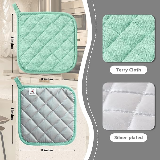 Joyhalo 4 Pack Pot Holders for Kitchen, Cotton Oven Holder - Image 2