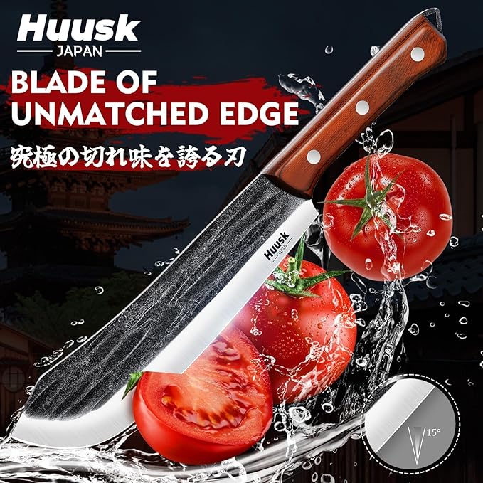 Huusk Butcher Knife Set for Meat Cutting, Hand-forged Kitchen Knive Set - Image 3