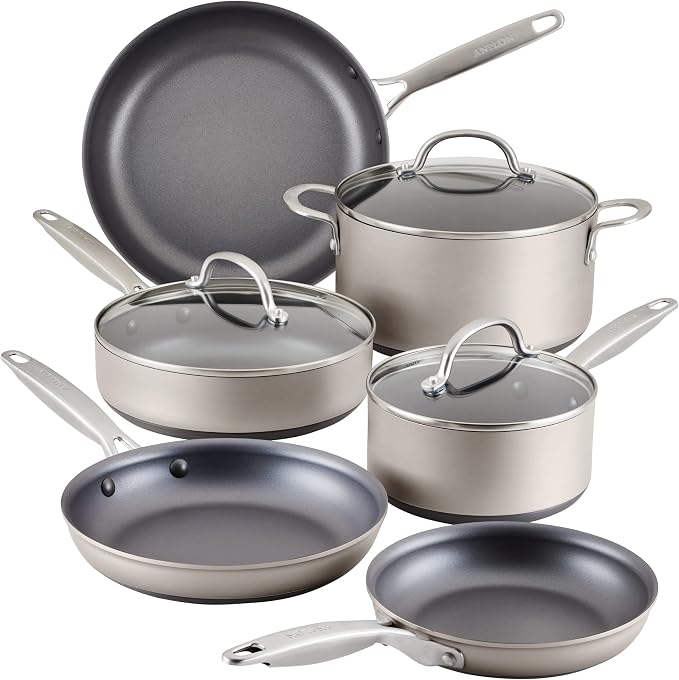 Anolon Achieve Hard Anodized Nonstick Cookware Pots and Pans Set, 9 Piece by Anolon