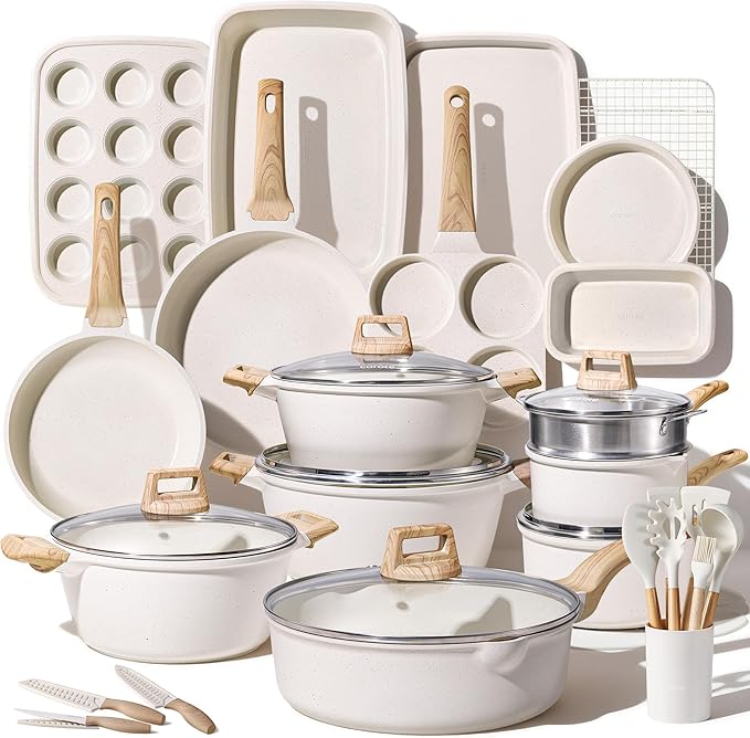 CAROTE 44pcs Pots and Pan Set Nonstick, Cookware Sets, Cooking Set Non Stick by CAROTE