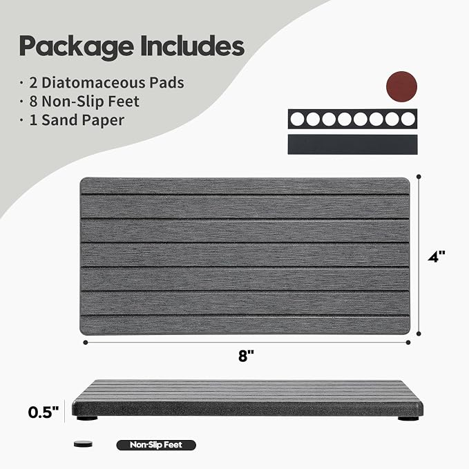 Razborci 2PCS Diatomite Water Absorbing Stone Drying Tray Mat - Image 6