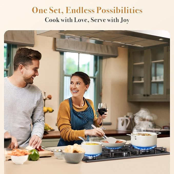 PekGema Ceramic Pots and Pans Set, Nonstick Kitchen Cookware, Oven Safe Cooking - Image 7
