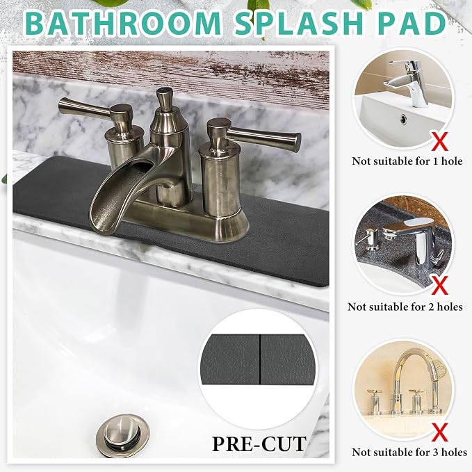 Tioncy 2 Pcs Faucet Mat Sink Splash Guard Oval-hole Oval Splash Pad - Image 3