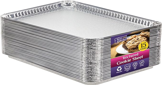 Aluminum Pans Half Size Textured Cookie Sheet 15 Count Durable Nonstick Baking by NicoleHomeCollection