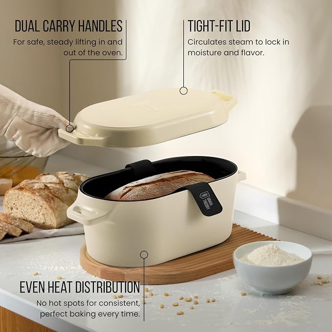 Kook Dutch Oven, For Sourdough Baking, Dual Handles, Enameled Cast Iron - Image 3