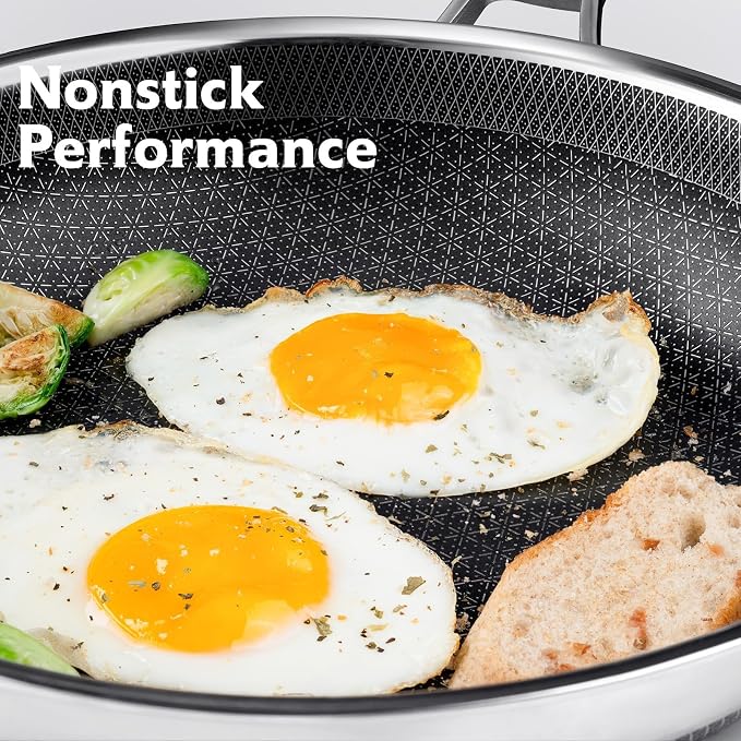 SNOWCLAD Frying Pan, 10 Inch Hybrid Non Stick Stainless Steel Skillets - Image 2