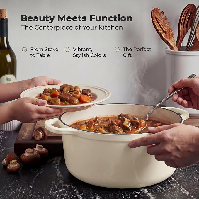 Zulay Kitchen 7.7 Quart Enameled Cast Iron Dutch Oven Pot - Image 7