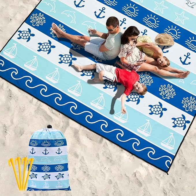 HIHOHO Beach Blanket Waterproof Sandproof Extra Large Beach Mat 79" X - Image 6