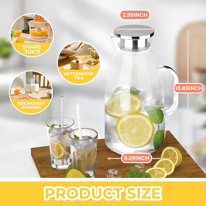SUSTEAS 3 Liter 101 oz Glass Pitcher - Image 4