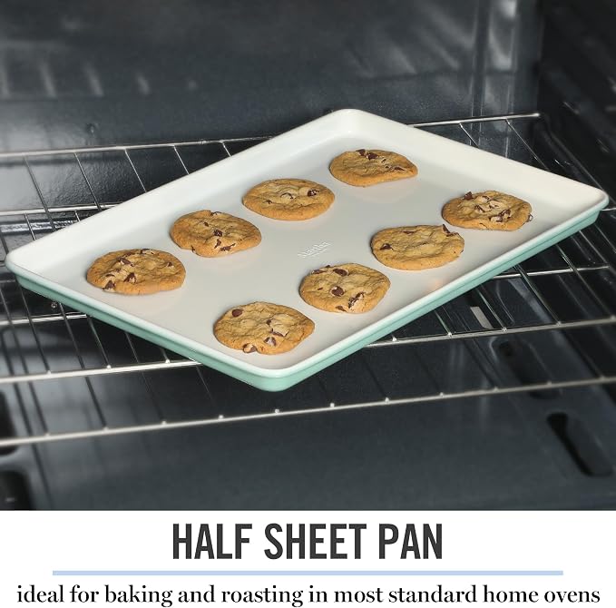 Martha Stewart Gallen 17 x 11 Inch Nonstick Carbon Steel Cookie Sheet – Teal - Image 6