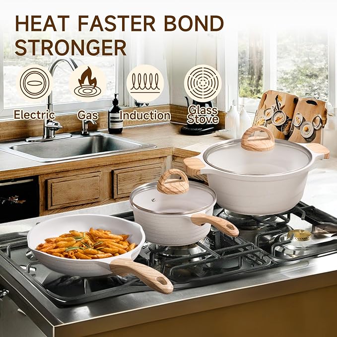 JEETEE 23pcs Pots and Pans Set Non Stick, w/Frying Pans, Sauté & Griddle & - Image 6
