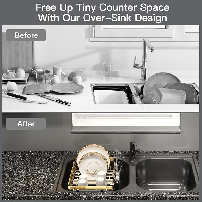MAJALiS Dish Drying Rack Over The Sink, Expandable Stainless Steel Dish Drainer - Image 2