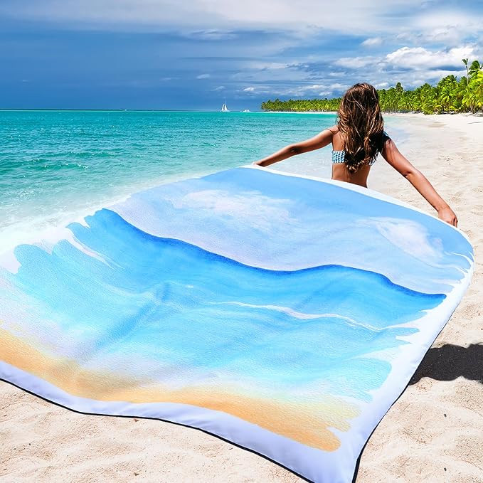 WIWIGO Beach Blanket Waterproof Sandproof Beach Mat 79" X 83"/10'x9'for 2-8 - Image 5