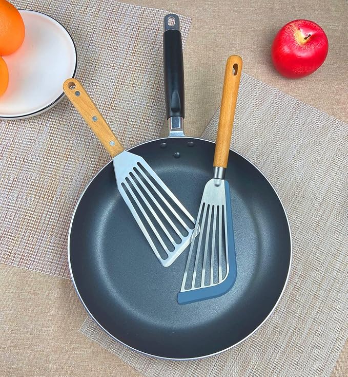 KLAQQED Fish Spatula Set for Nonstick Cookware Flexible Metal Fish Spatula - Image 6