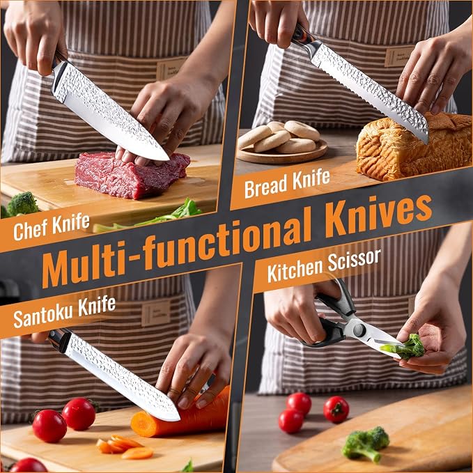 Kitchen Knife Sets with Block, 15-Piece High Carbon Stainless Steel Knife Block - Image 7