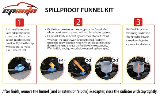 EPAuto Spill Proof Radiator Coolant Filling Funnel Kit - Image 3