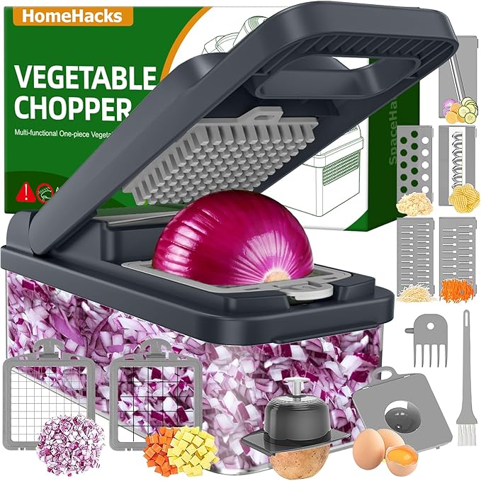 HomeHacks Vegetable Chopper Vegetable Cutter, 12 in 1 Kitchen Gadget, Onion by HomeHacks