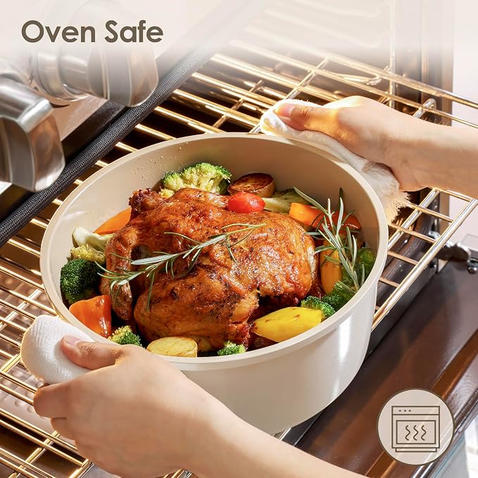 SENSARTE 14Pcs Ceramic Nonstick Cookware Set, Non-toxic Healthy Pots and Pans - Image 3