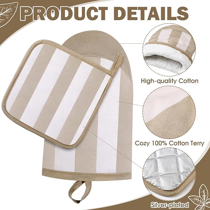 4 Pcs Pot Holders and Oven Mitts Set - Image 3