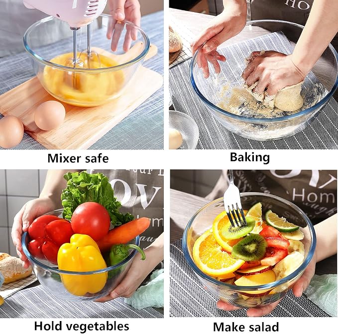 Homwin Glass Mixing Bowl Set of 3 - Image 4