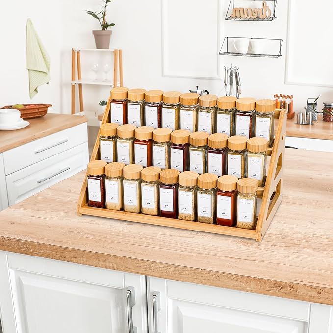 Spice Rack, Spice Organizer -3 Tier Bamboo Spice Racks, Solution - Image 8