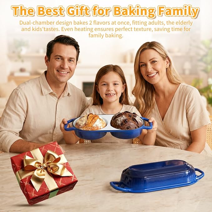 Mini Double Dutch Oven For Sourdough Bread Baking, 2.2QT Enameled Cast Iron - Image 8