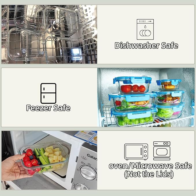 FAWLES 12 Pack Glass Meal Prep Containers - Image 5
