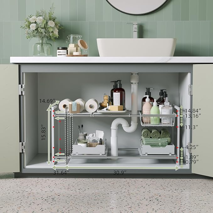 NETEL Under Sink Organizers and Storage, Kitchen Cabinet Organizer, 2 Tier - Image 6